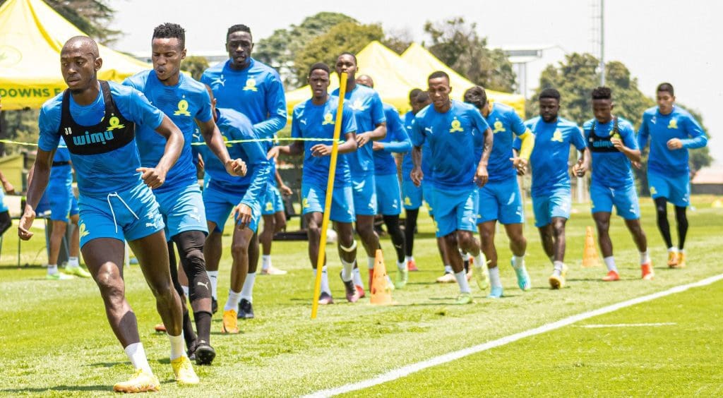Mamelodi Sundowns players training for an upcoming DStv Premiership game
