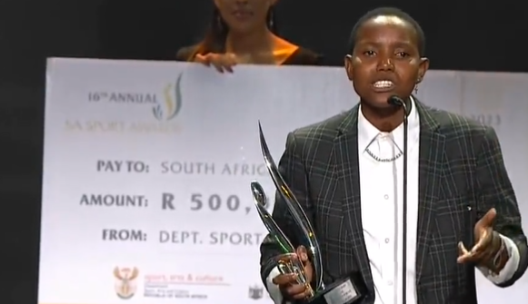 Andile Dlamini with her accolade