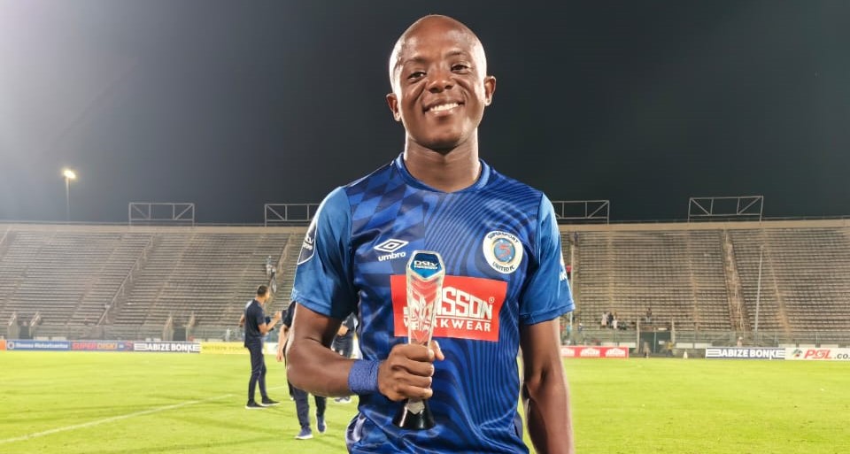DStv Premiership MOTM Zakhele Lepasa, coached by Gavin Hunt