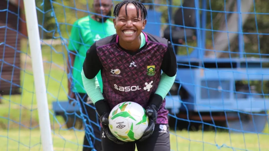 Banyana Banyana's goalkeeper in training