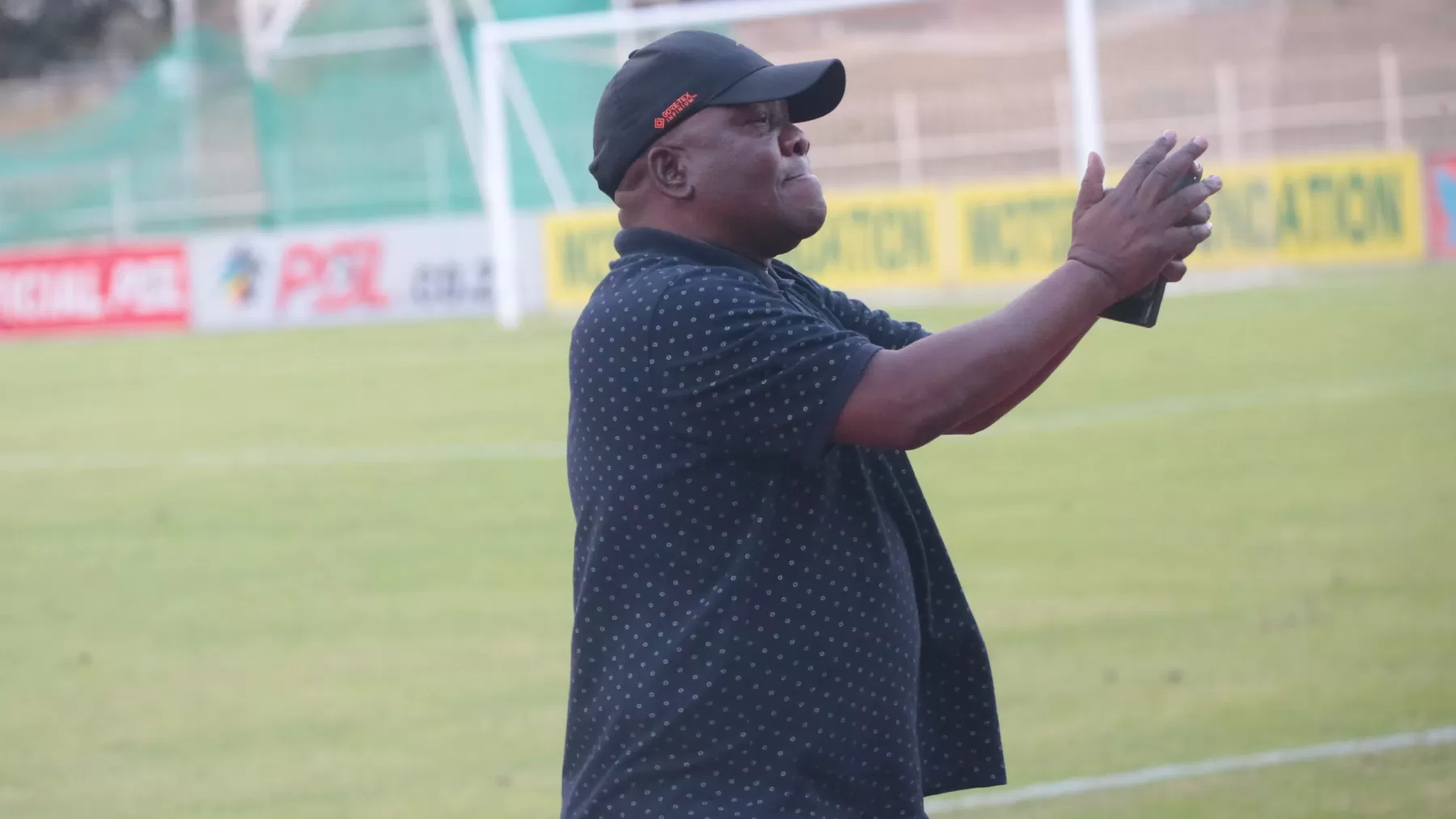 Polokwane City Chairman Johnny Mogaladi reacts to the club's promotion
