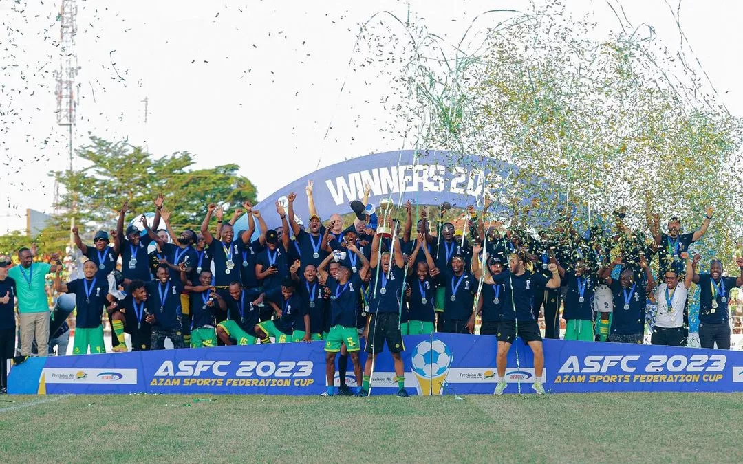 Yanga celebrating their Azam Cup triumph