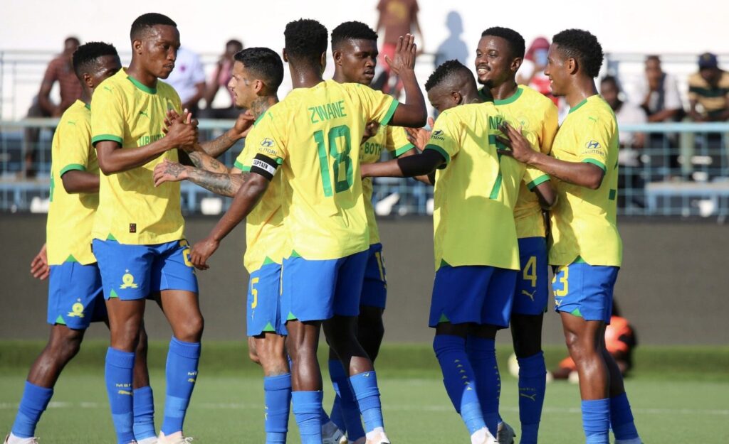 Mamelodi Sundowns players celebrating a goal