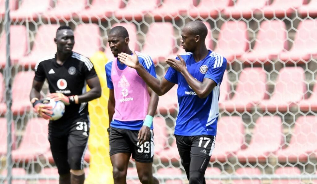 Evidence Makgopa during a Orlando Pirates training session