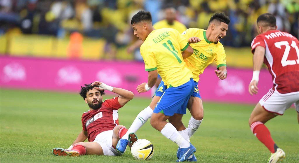 Mamelodi Sundowns and Al Ahly players battle it out in the AFL