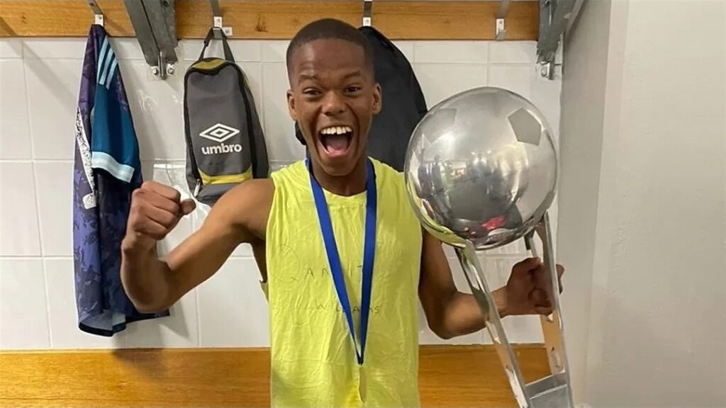 Mamelodi Sundowns target Andile Zuma in jubilation mood.