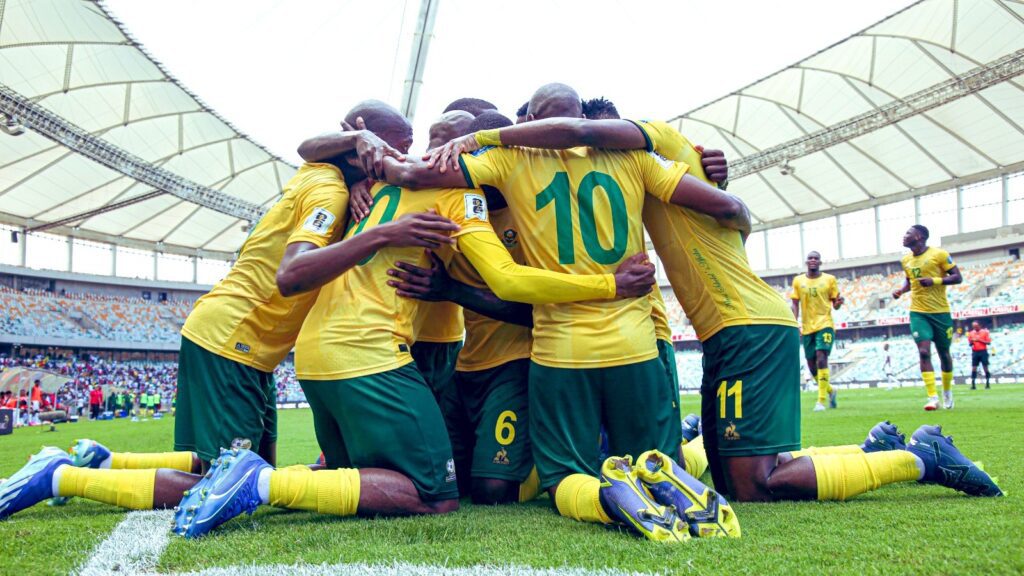 Bafana Bafana players in celebratory mood.