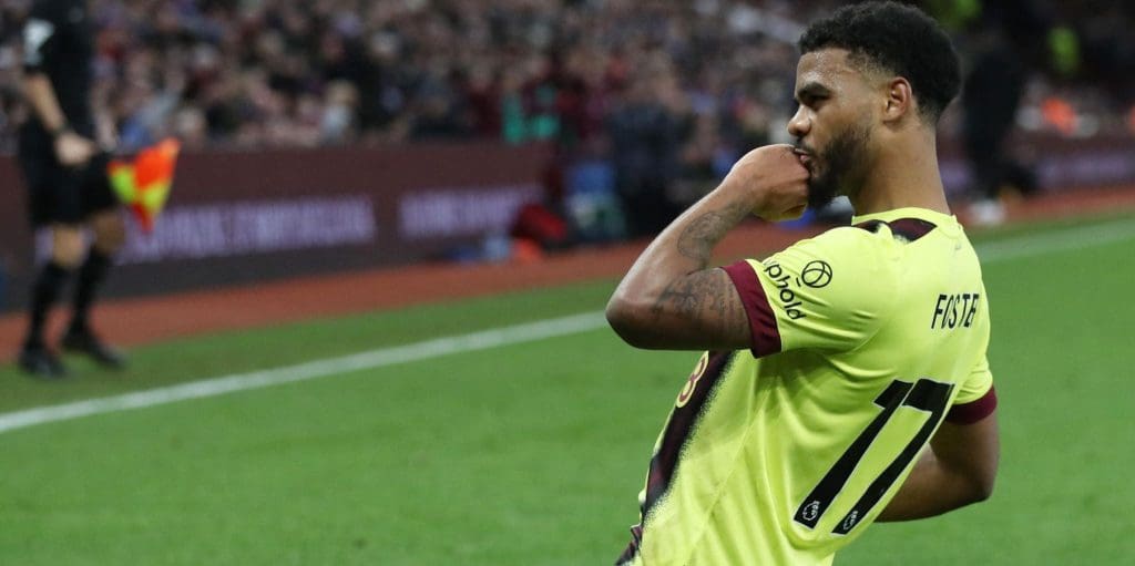 Lyle Foster celebrate a goal for Burnley FC in the Premier League