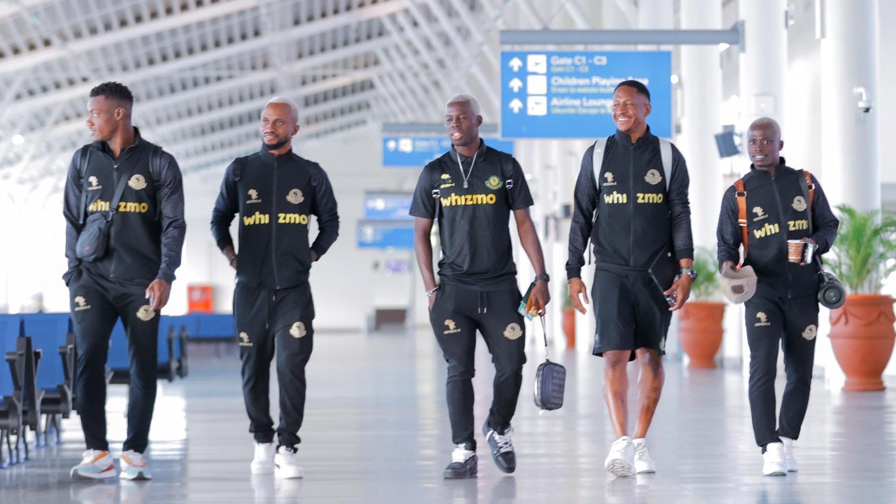 Yanga SC players as they left Dar es Salaam for Pretoria to play mamelodi Sundowns