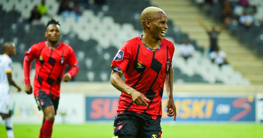 Lehlohonolo Mojela 8n action for TS Galaxy in the DStv Premiership