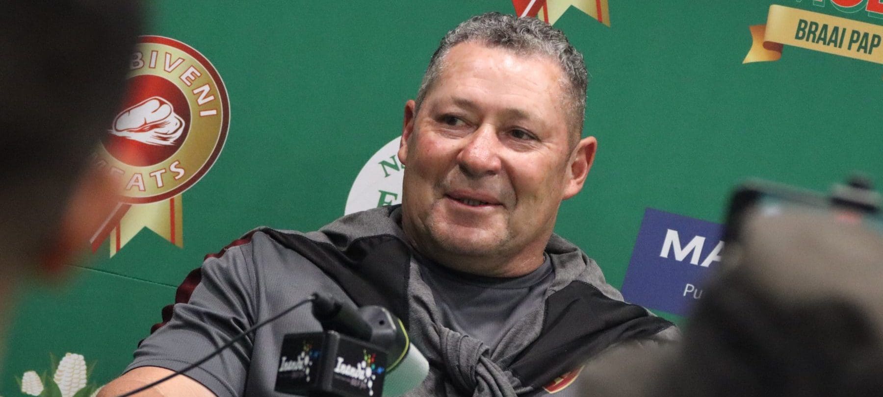 Stellenbosch FC coach Steve Barker addressing the media