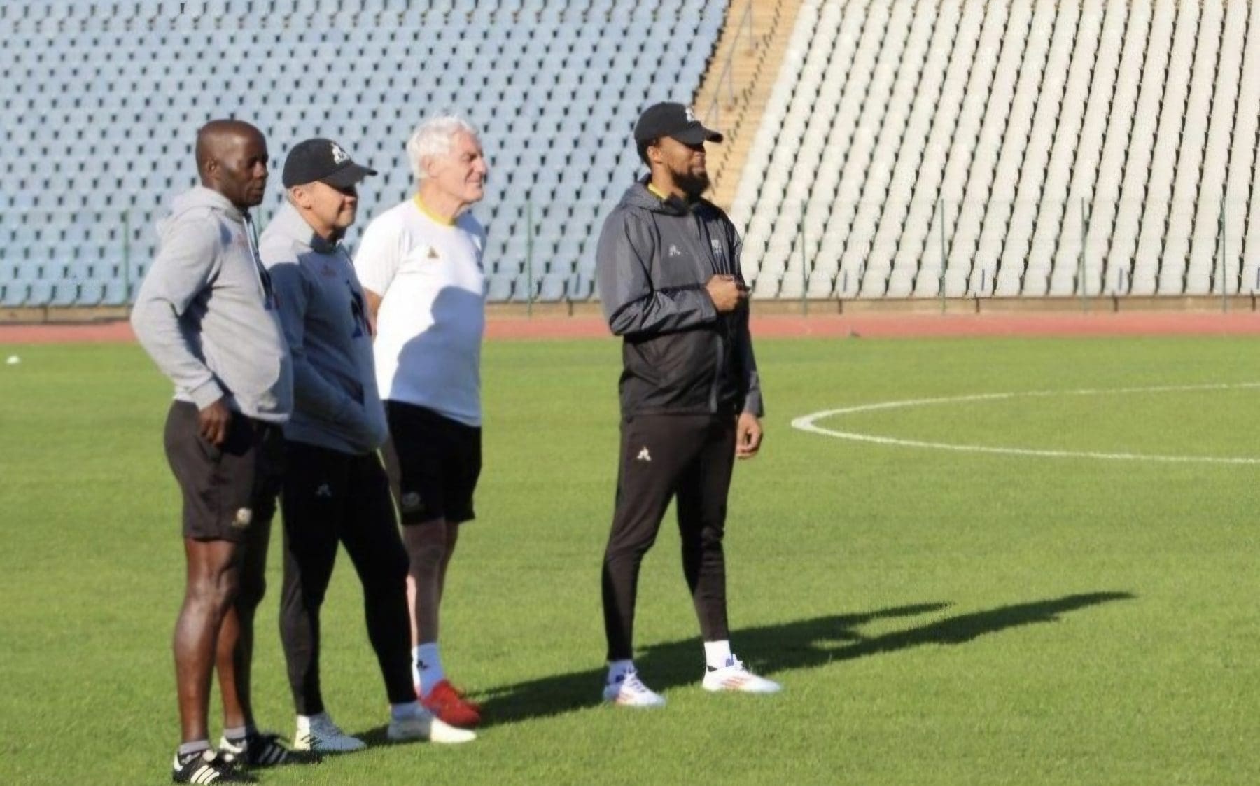 Bafana Bafana in training with Hugo Broos around