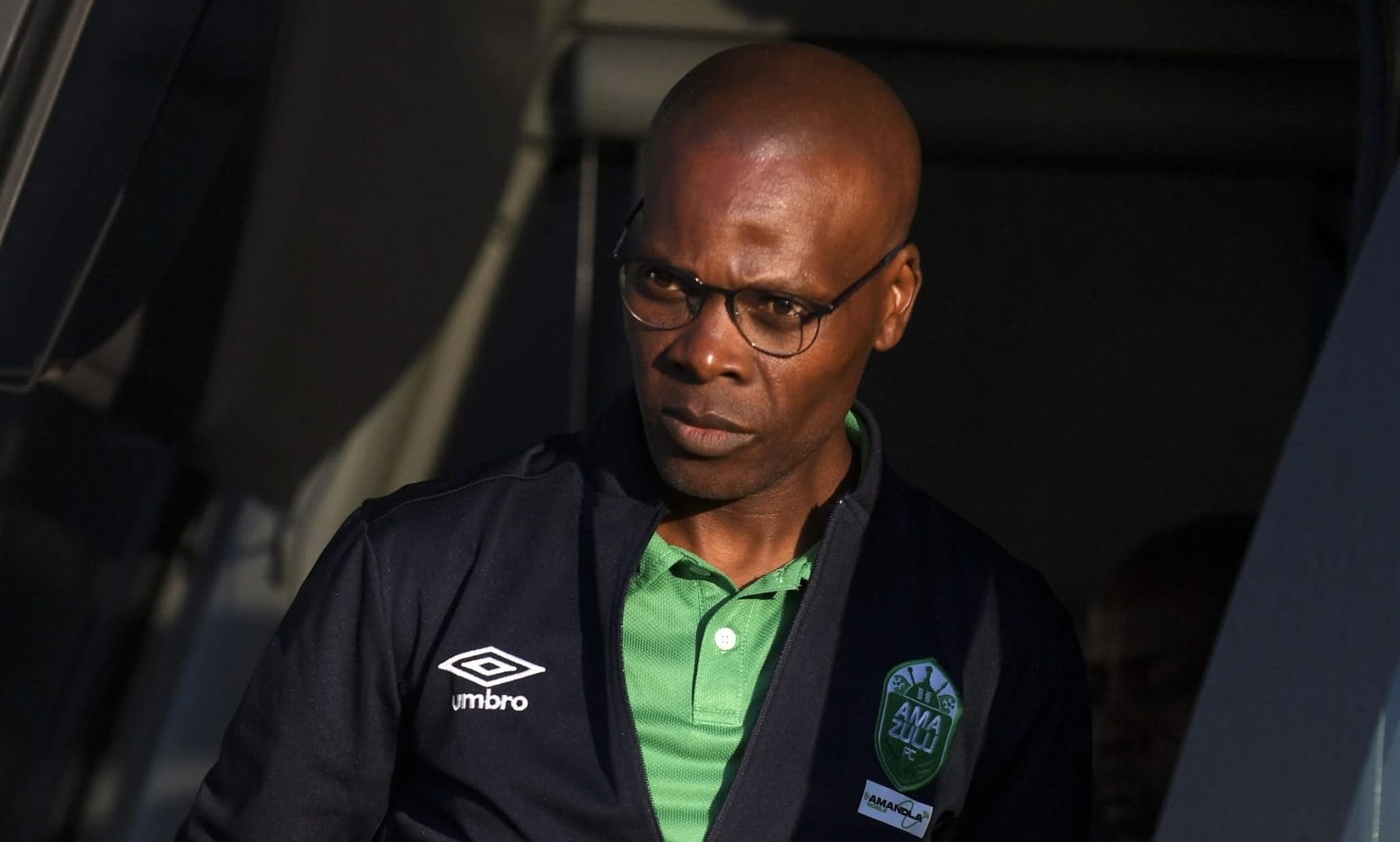 AmaZulu FC co-coach coming out of the team bus