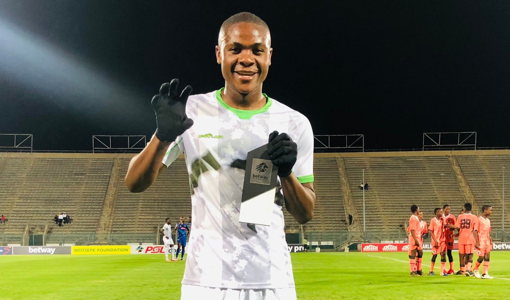 Marumo Gallants winger Daniel Msendami after receiving Man of the Match award