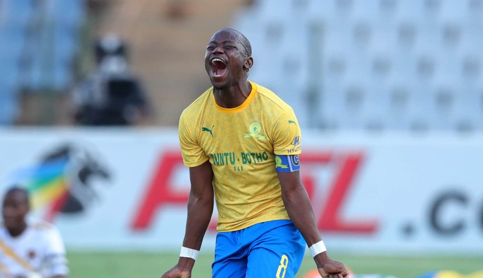 Former Mamelodi Sundowns midfielder Hlompho Kekana in celebratory mood