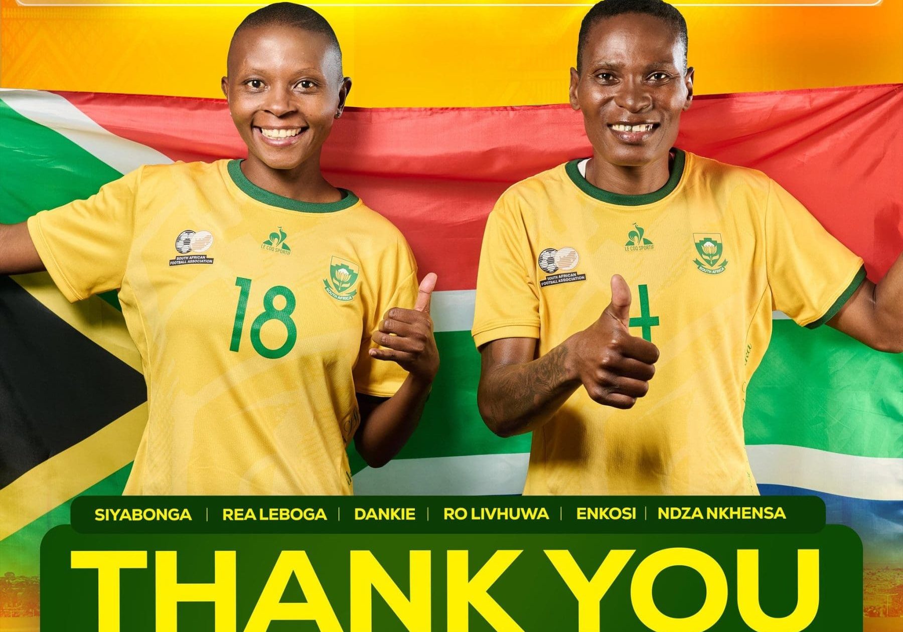 Nompumelelo Nyandeni and Noko Matlou of Banyana Banyana, SA stalwarts