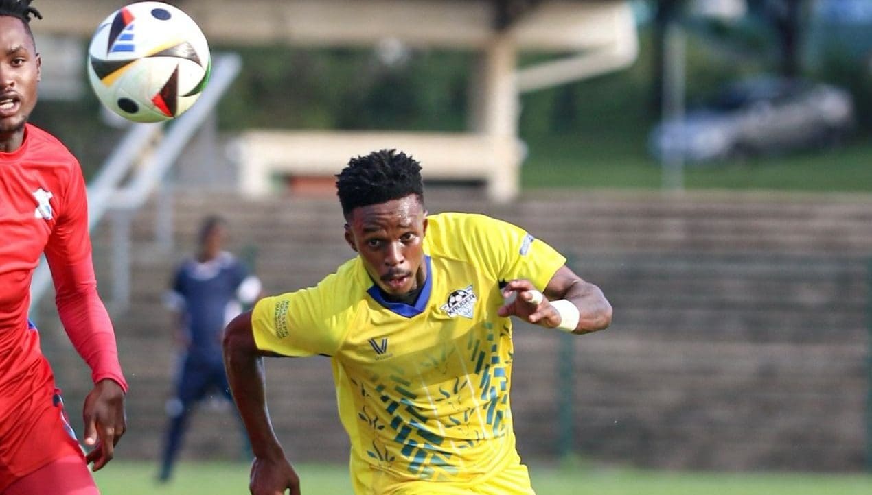 Tabiso Mpame in action for Motsepe Foundation Championship side Kruger United