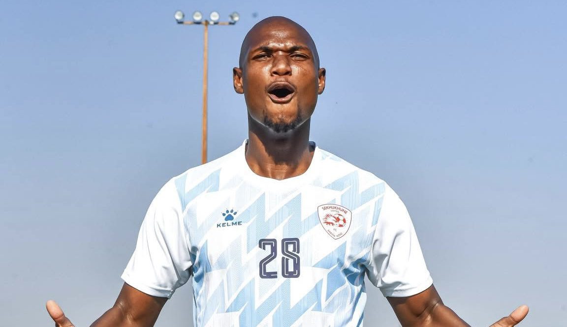 Sekhukhune United centre-back Njabulo Ngcobo during training