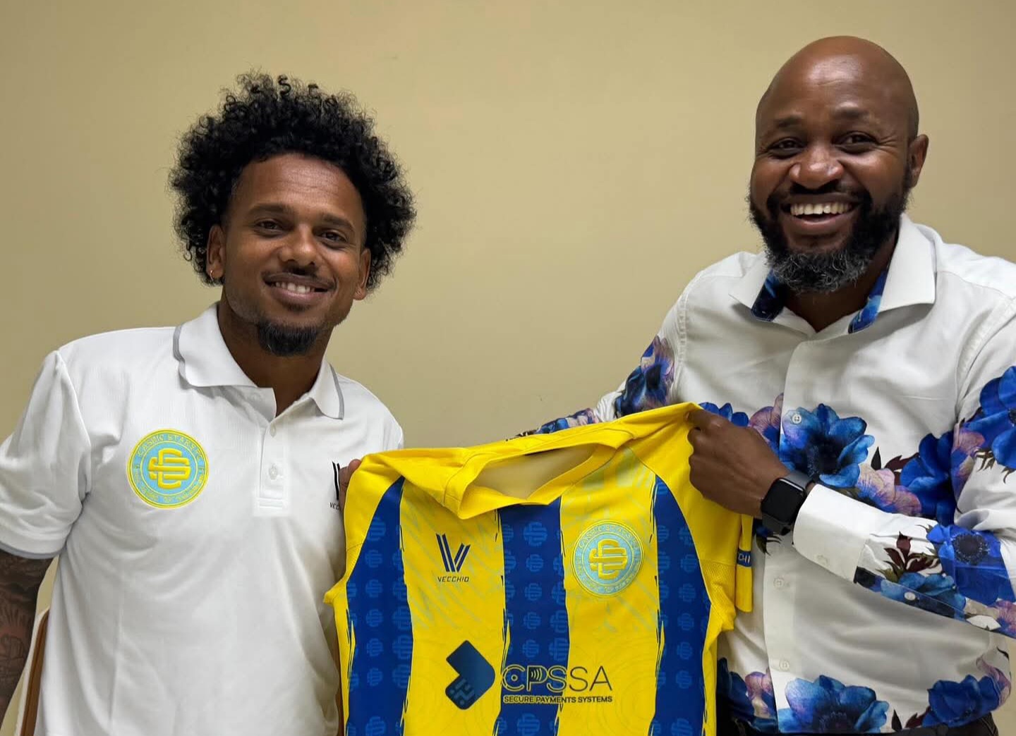 Kermit Erasmus when he was being unveiled by Casric Stars