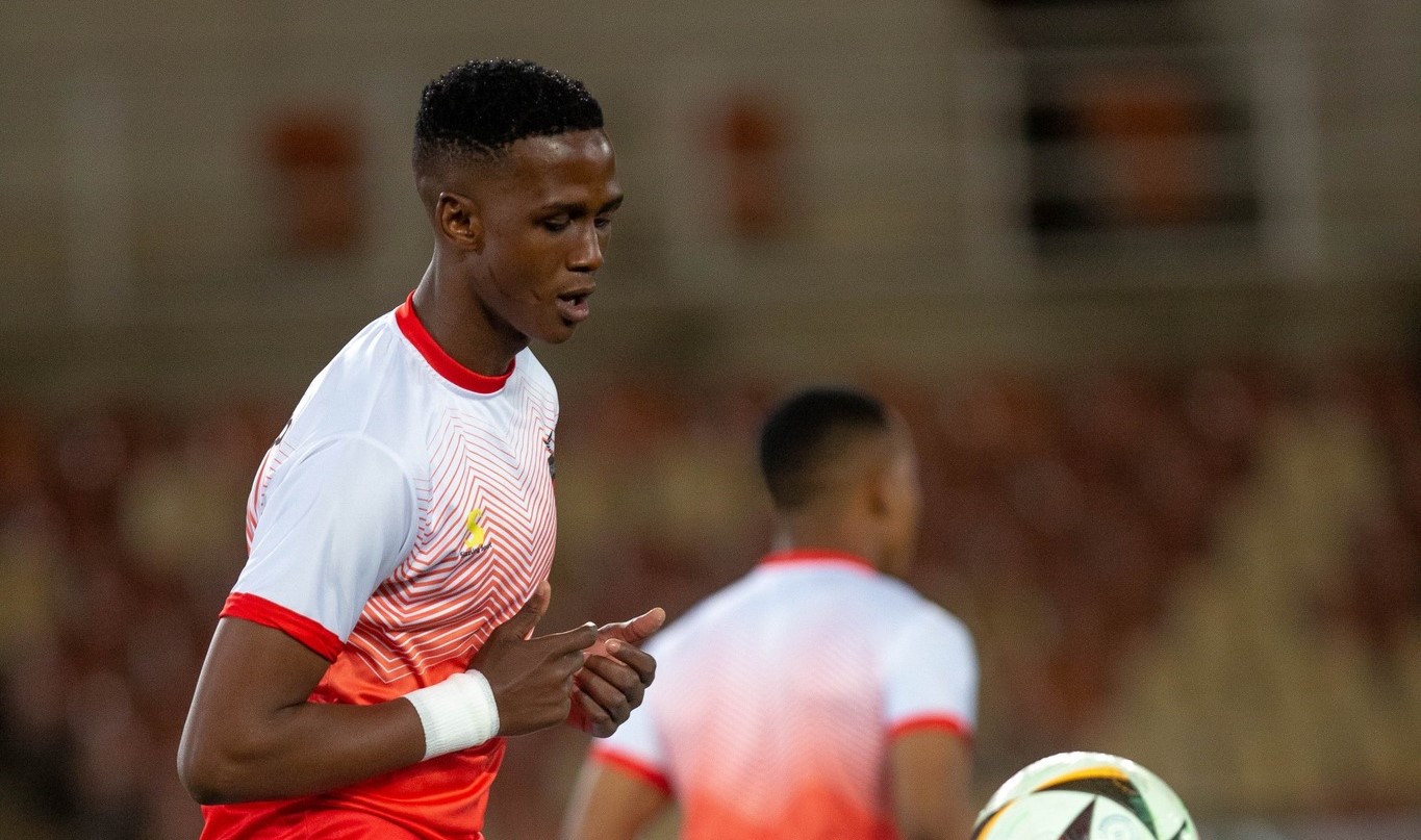 TS Galaxy defender Khulumani Ndamane during warm-up session