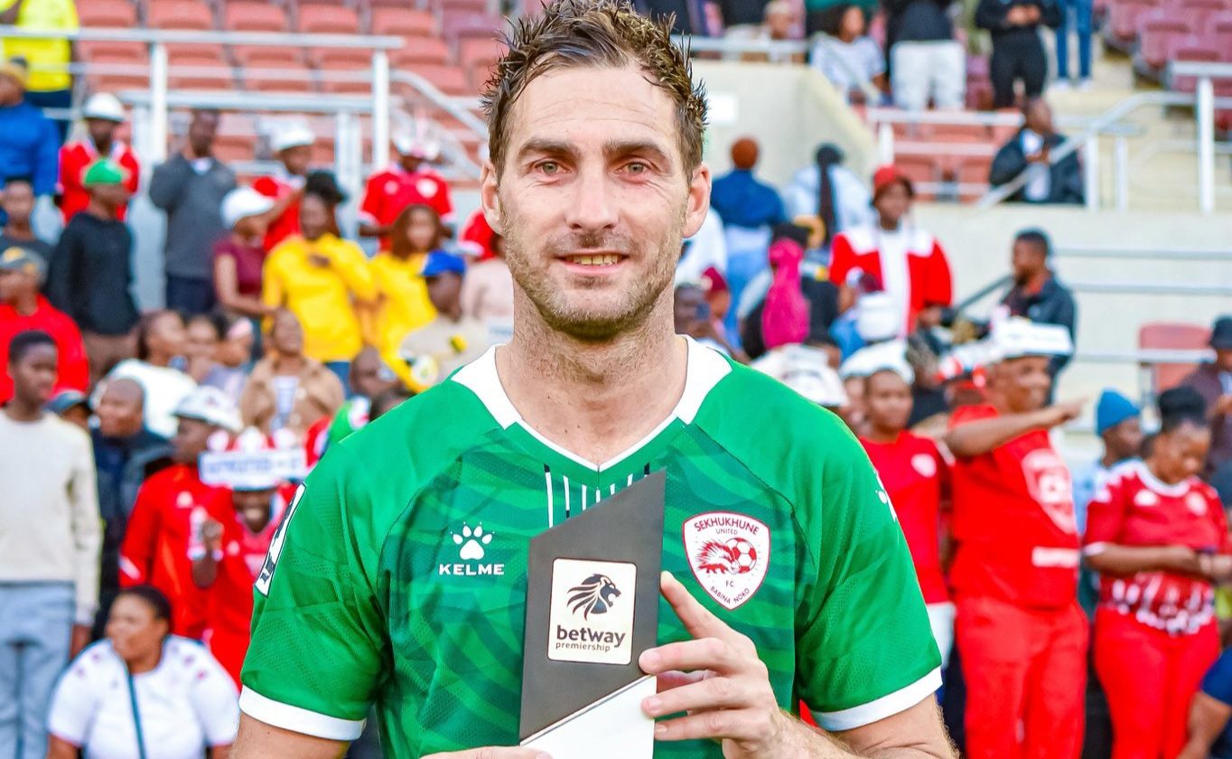 Bradley Grobler with a Man of the Match award after the win against Sekhukhune United.