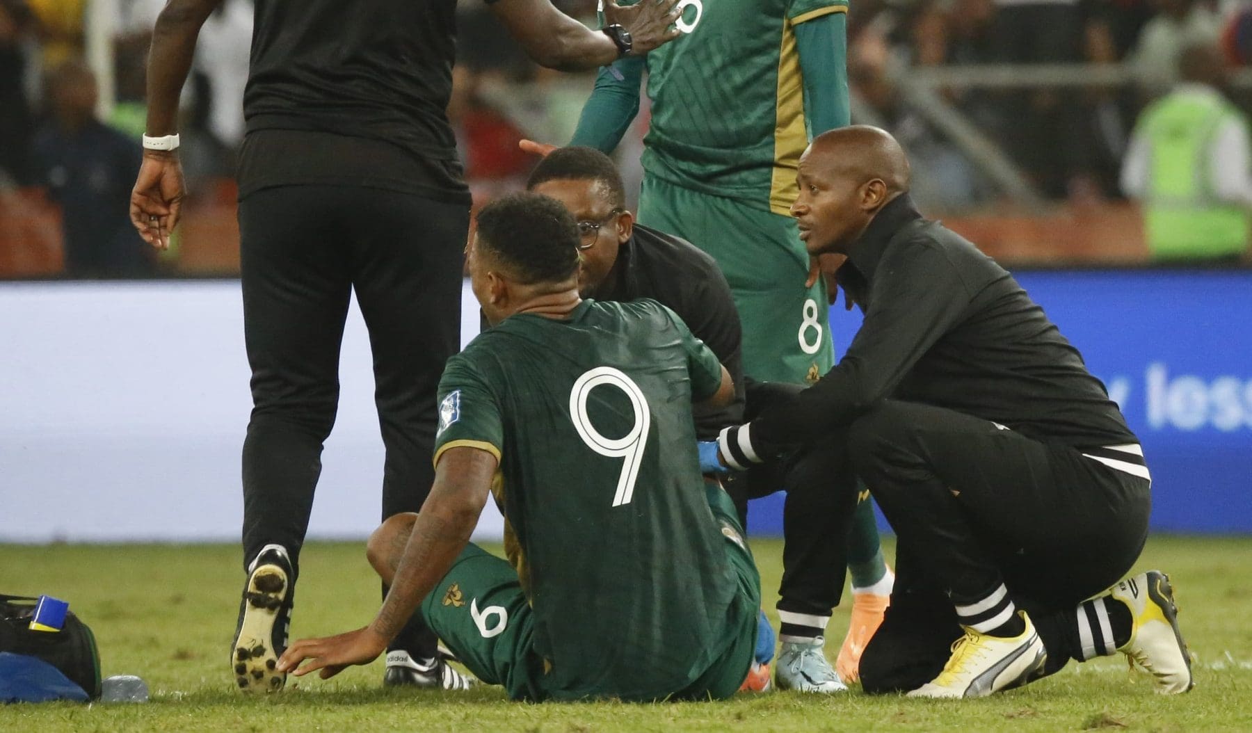 Lyle Foster with Bafana Bafana medical team