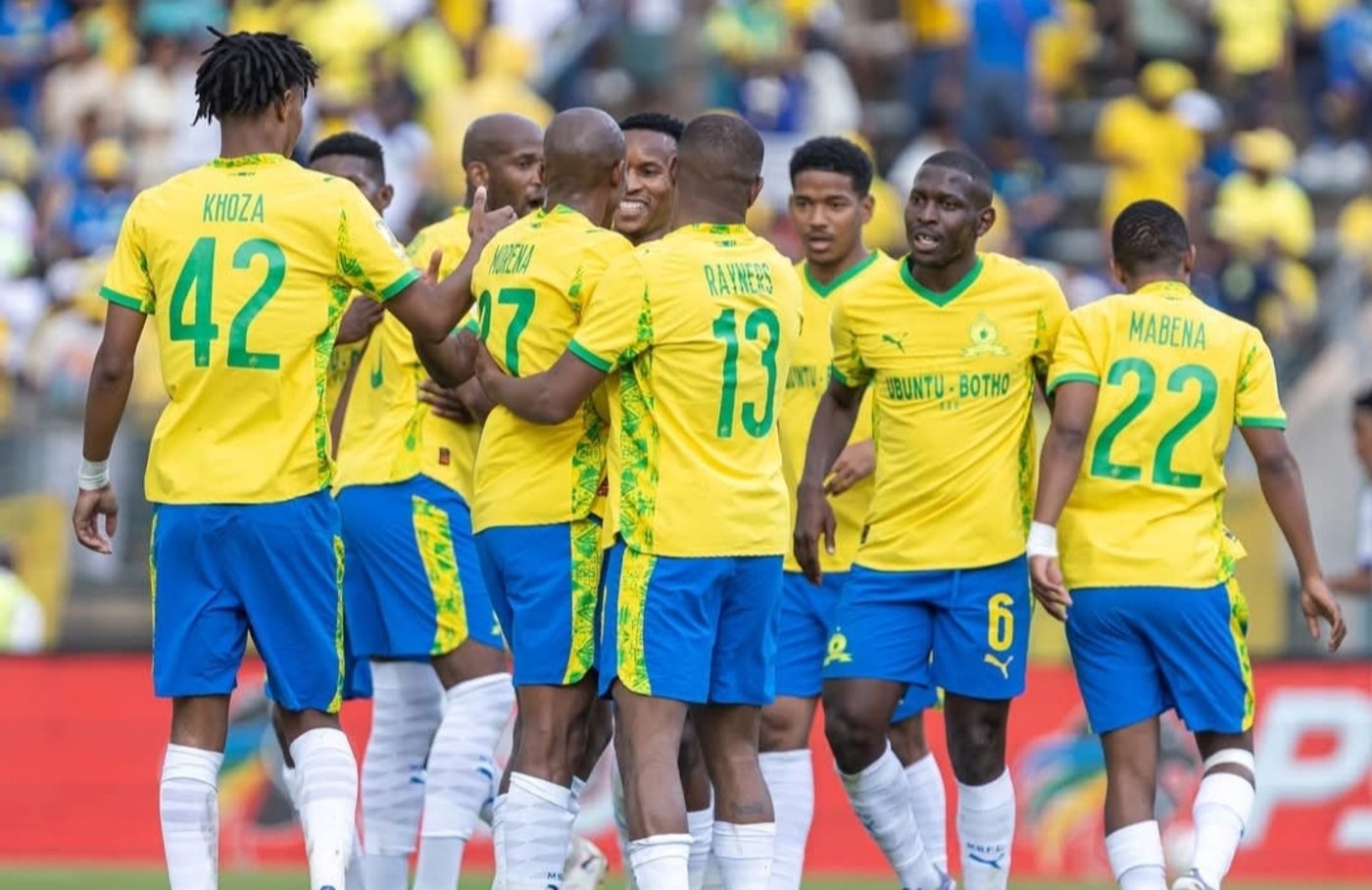 Mamelodi Sundowns players celebrating a goal