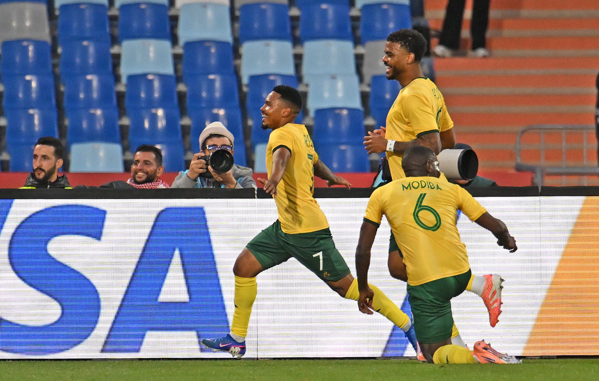Bafana Bafana players celebrate