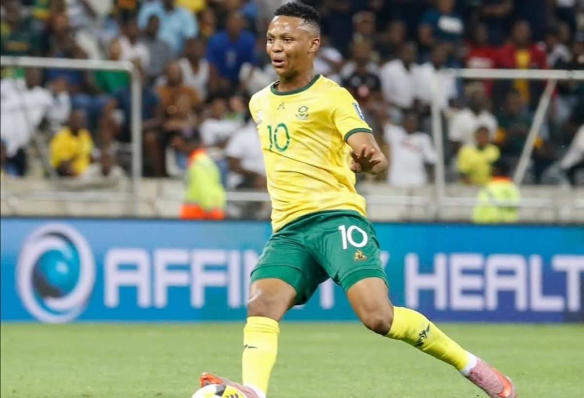 Mohau Nkota in action for Bafana Bafana
