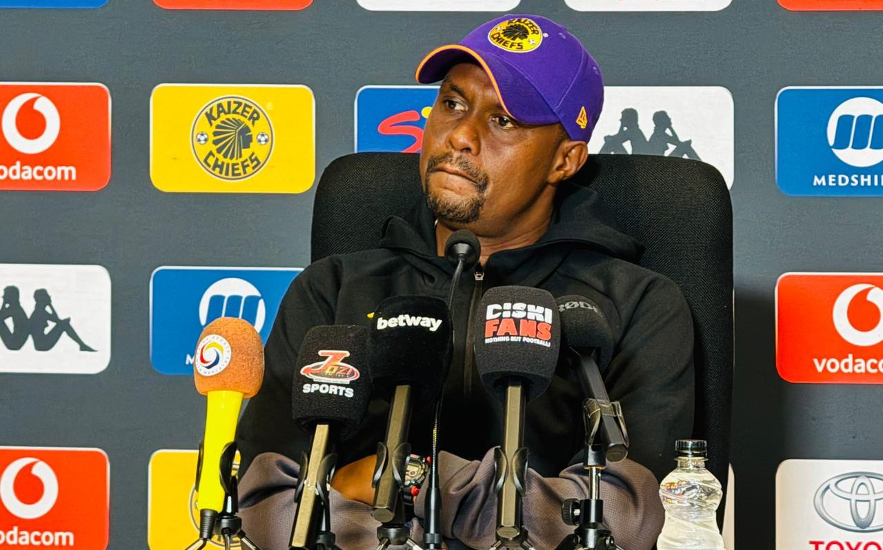 Kaizer Chiefs co-coach Cedric Kaze speaking to the media at FNB Stadium