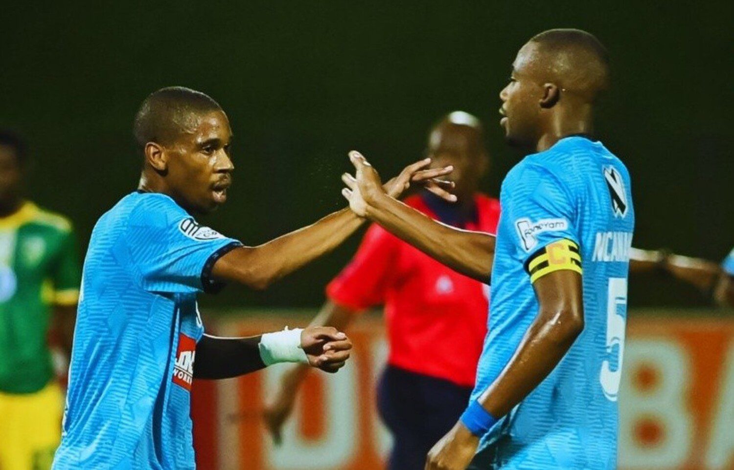 Durban City FC players in celebratory mood during their game against Golden Arrows