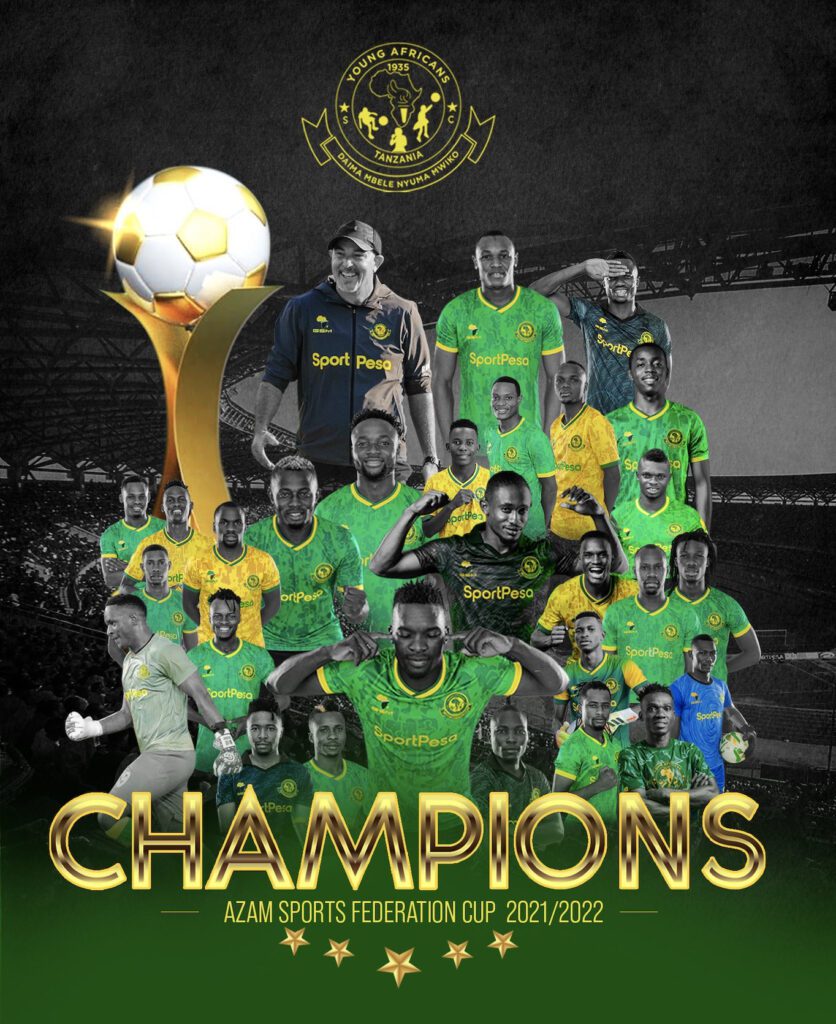 Cedric Kaze and the Yanga squad champions