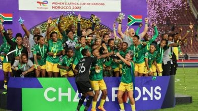 Banyana Banyana celebrating WAFCON triumph