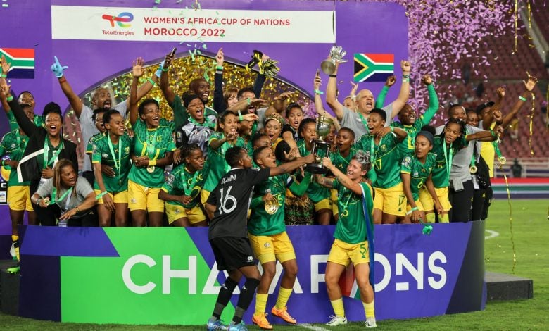 Banyana Banyana celebrating WAFCON triumph