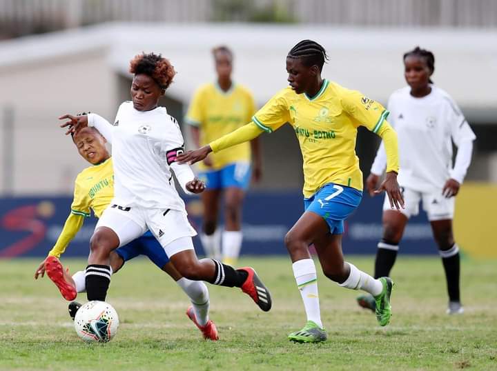 CAF Women’s Champions League Cosafa zonal qualifiers final clash between Mamelodi Sundowns Ladies and Green Buffaloes at the Sugar Ray Xulu Stadium in August 2022.