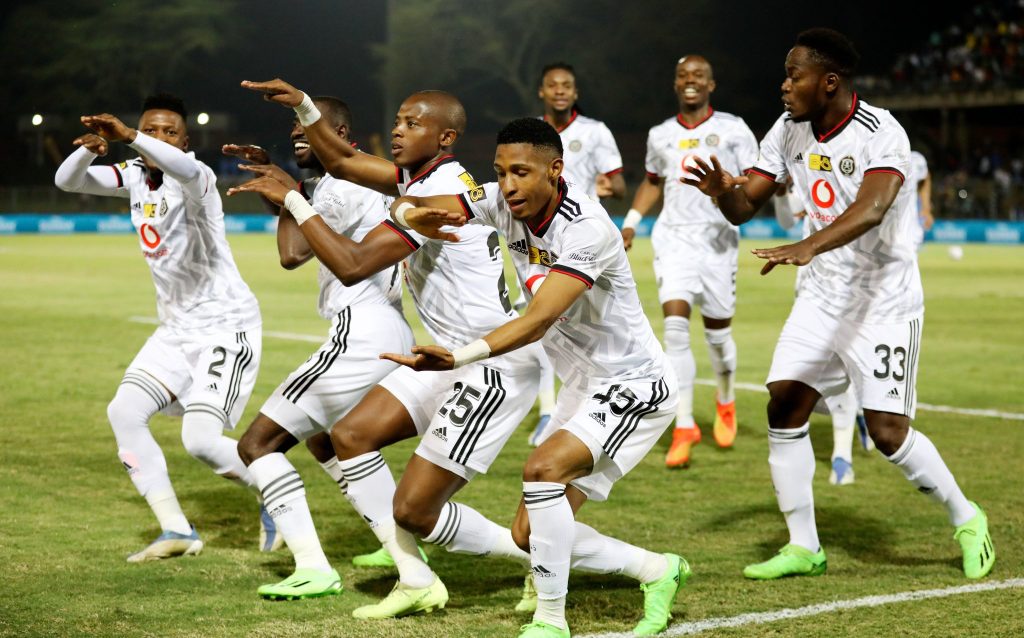 Orlando Pirates in celebration after scoring in the MTN8 tournament 