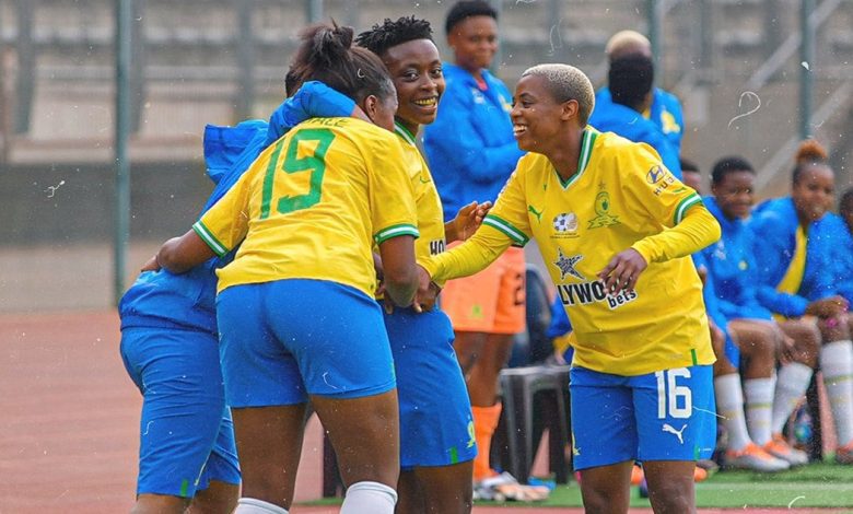 Mamelodi Sundowns Ladies in celebration of their goal