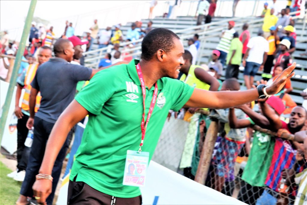 Norman Mapeza celebrating league triumph with FC Platinum fans