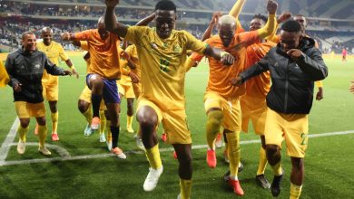 Bafana Bafana celebrate after scoring against Mozambique