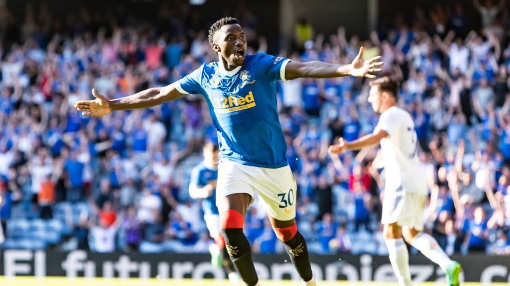 Fashion Sakala celebrating a goal he scored for Rangers 