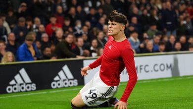 Garnacho celebrating after scoring the winner for Manchester United