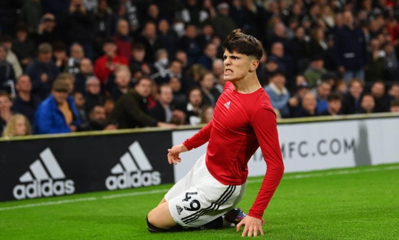 Garnacho celebrating after scoring the winner for Manchester United