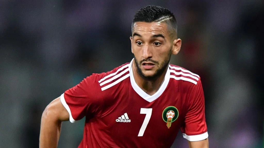Chelsea star Hakim Ziyech in action for Morocco