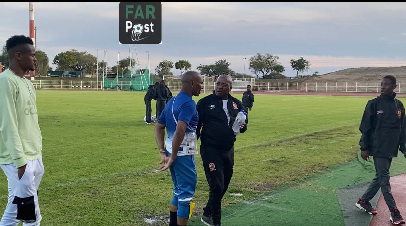 Duncan Lechesa of Polokwane City getting confronted by a La Masia official