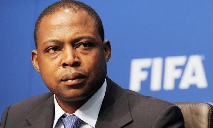 Kalusha Bwalya addressing the media at a FIFA event