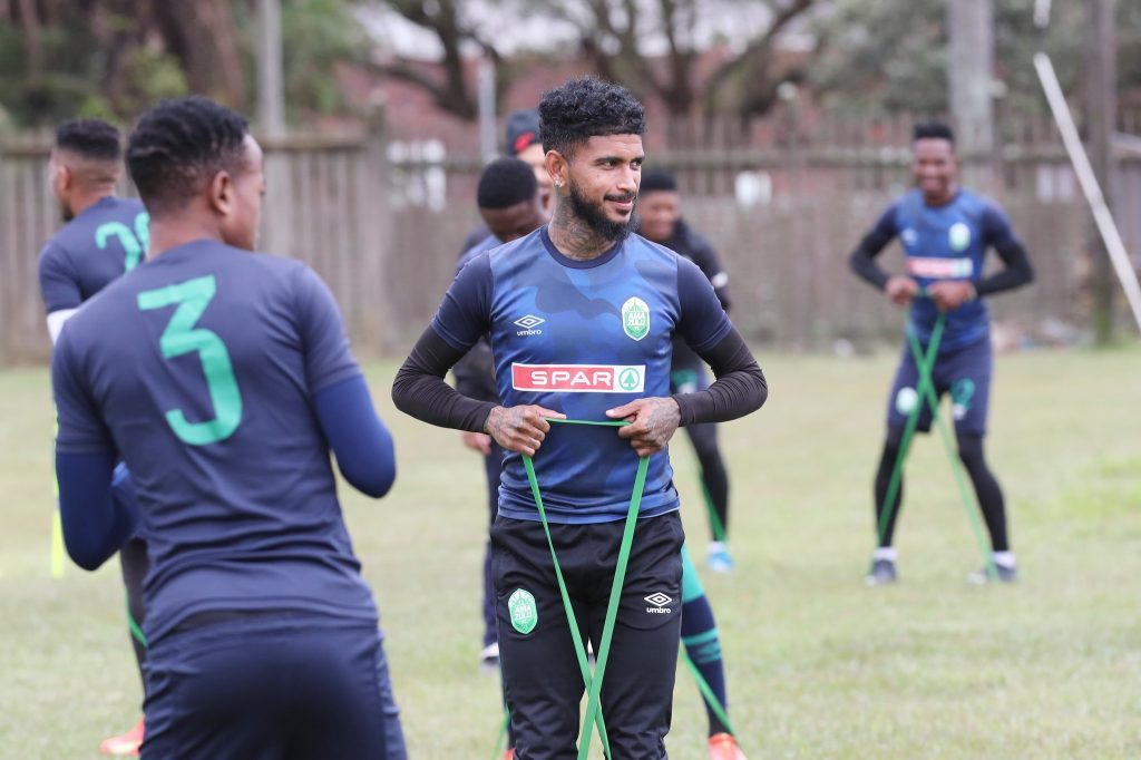 Keagan Buchanan of AmaZulu during a training session at Kings Park Stadium most recently