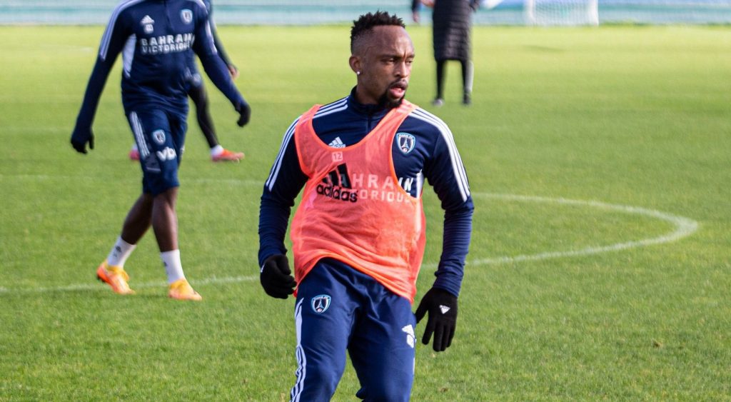  Lebogang Phiriduringg a training session for his side Paris FC