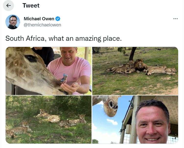 Owen's tweet about South Africa