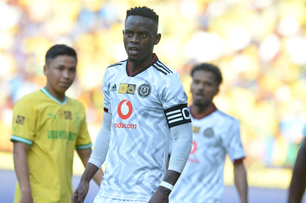  Innocent Maela of Orlando Pirates during the MTN8 semi final, 1st leg match between Orlando Pirates and Mamelodi Sundowns