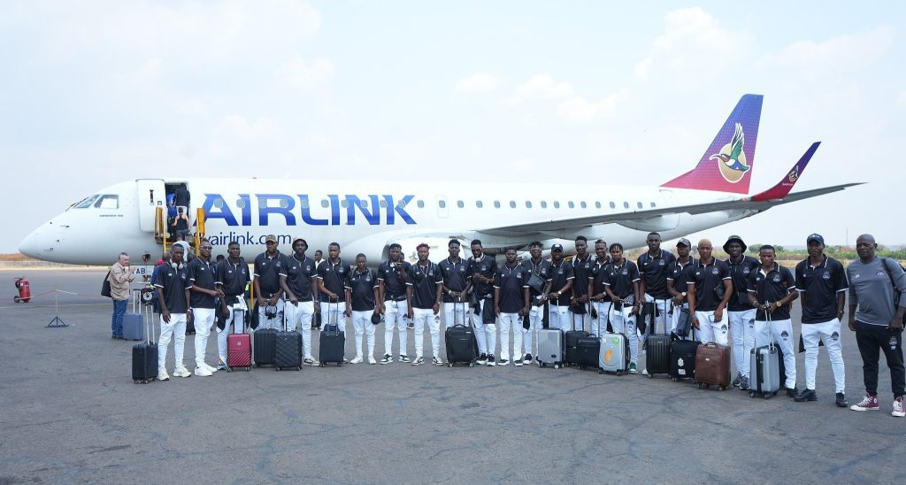 TP Mazembe at the airport in SA prior to their Royal AM game at the Moses Mabhida Stadium in Durban 